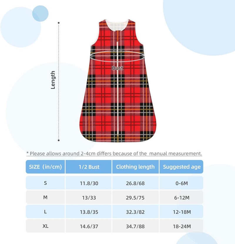 Red Plaid Pattern Baby Wearable Blanket Infant Boys Girls Sleeping Bags for Newborn Medium - Image 5