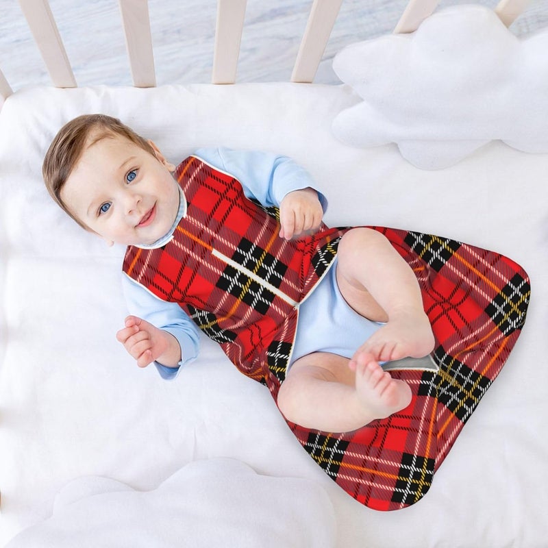 Red Plaid Pattern Baby Wearable Blanket Infant Boys Girls Sleeping Bags for Newborn Medium - Image 3