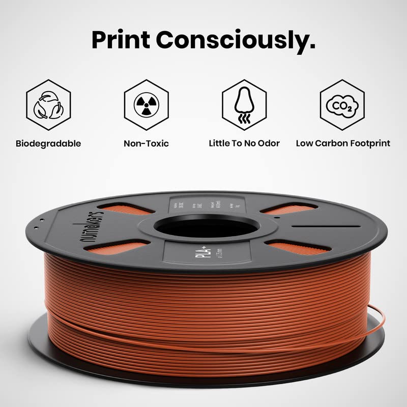 NUMAKERS PLA+ 3D Printer Filament, 1.75mm, Dimensional Accuracy +/- 0.03 mm, 1 kg Spool (2.2 lbs), Compatible with Most FDM Printers (Rust Copper) - Image 2