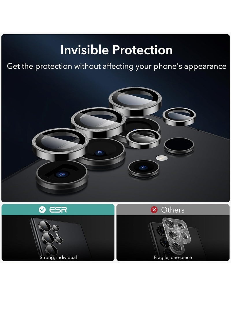 Raxoom Camera Lens Protector for Samsung Galaxy S24 Ultra, 9H Tempered Glass Metal Individual Ring Cover, Easy Installation Tray, HD Clear, 1 Set (Black) - Image 4