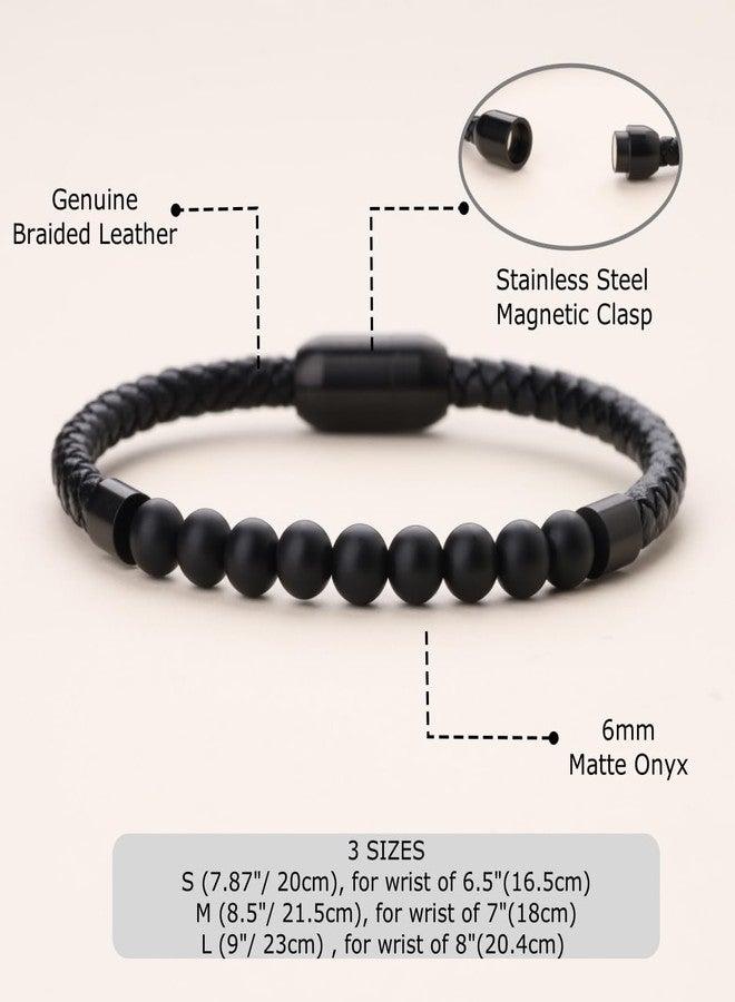 COAI Leather Bracelet for Men, Onyx Bracelet for Men S - Image 3