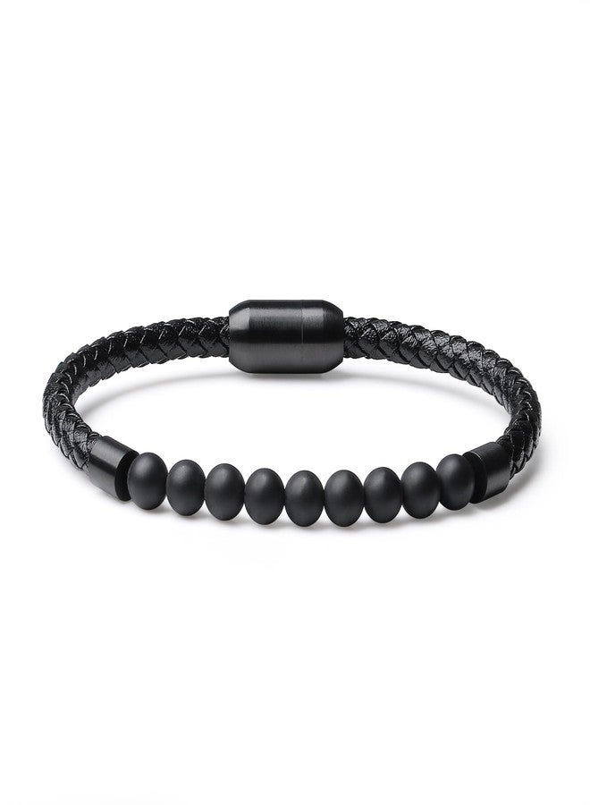COAI Leather Bracelet for Men, Onyx Bracelet for Men S - Image 1