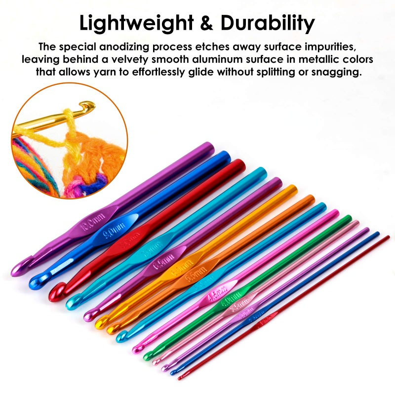 hanmir Crochet Hooks Set, Aluminum Handle Knitting Needles for Arthritic Hands, Crochet Needles for Yarn Craft, Nice Gift for Women - Image 3