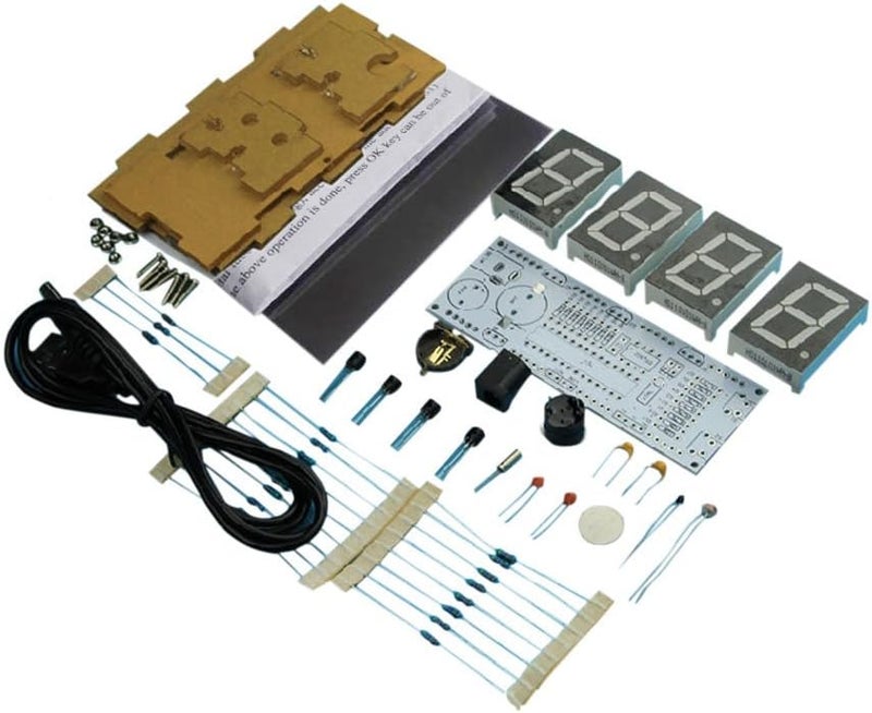 Kunhe DIY Digital Clock Kit 4 Digit LED Electronic Clock Kit Large Screen with Transparent Case LED Blue  - Image 2