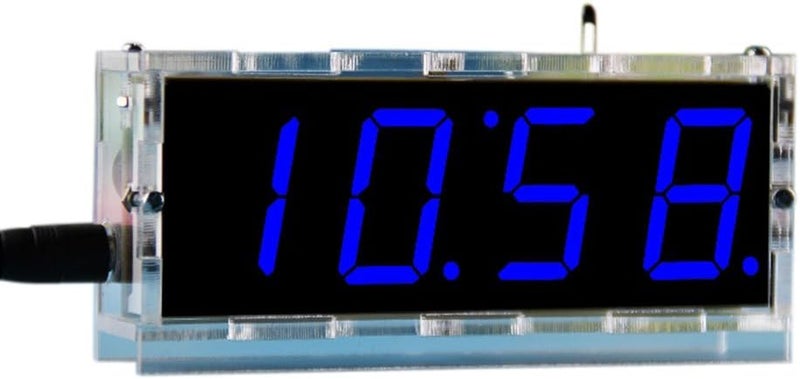 Kunhe DIY Digital Clock Kit 4 Digit LED Electronic Clock Kit Large Screen with Transparent Case LED Blue  - Image 1