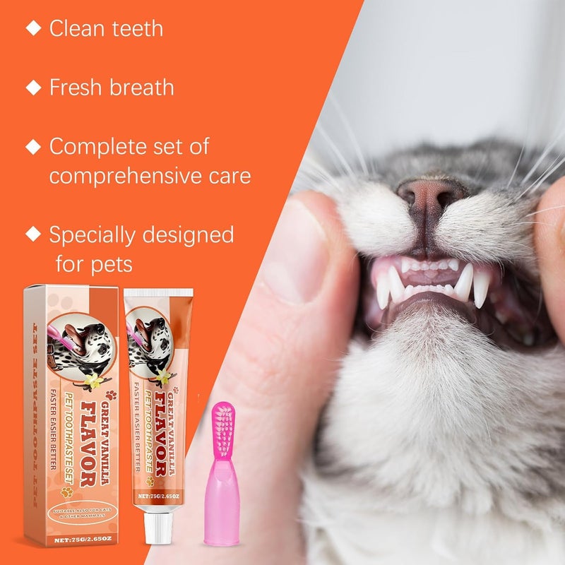 Vanilla Cat & Dog Toothpaste Set with Mini Toothbrush, Safe & Fresh Toothpaste for Cats and Dogs, Includes Toothbrush for Oral Care - Image 5