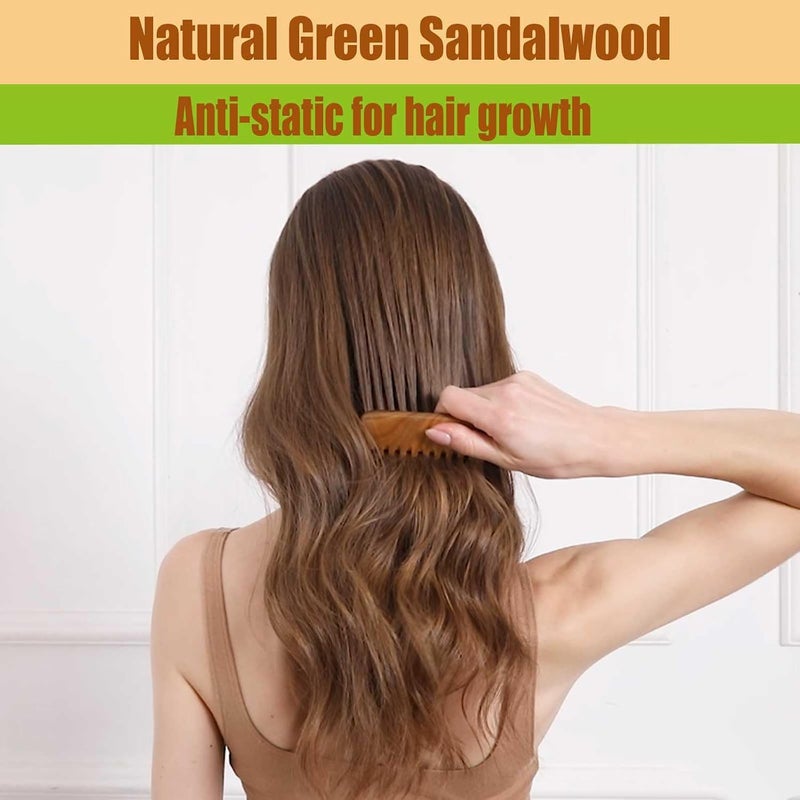 Tazweeq Wide Tooth Hair Comb,Natural Mini Wood Comb for Curly Hair,No Static Sandalwood Hair Pick Wooden Comb for Detangling - Image 3