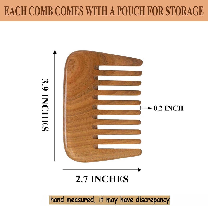 Tazweeq Wide Tooth Hair Comb,Natural Mini Wood Comb for Curly Hair,No Static Sandalwood Hair Pick Wooden Comb for Detangling - Image 2
