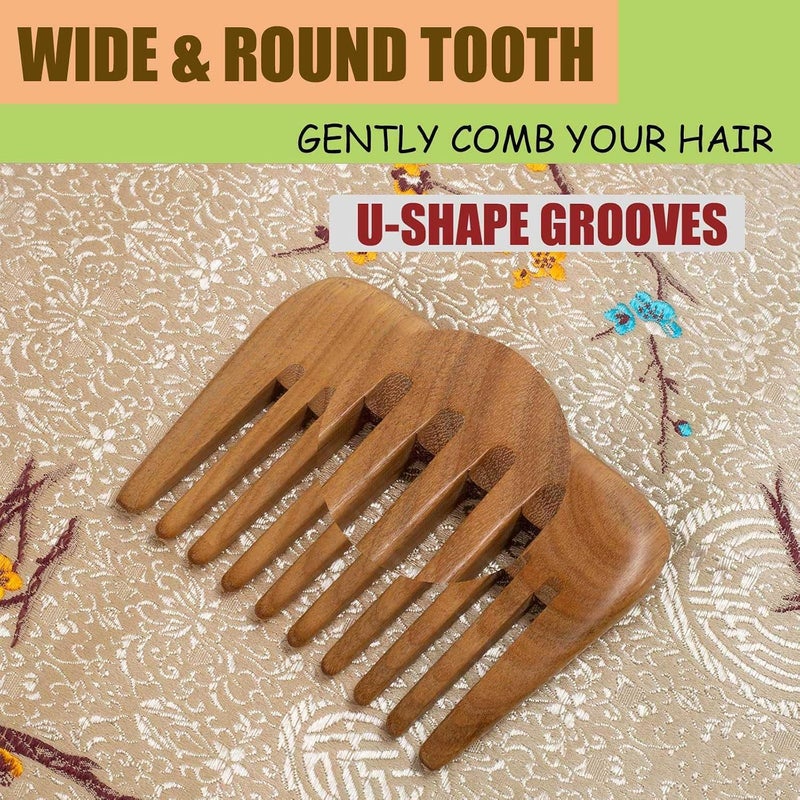 Tazweeq Wide Tooth Hair Comb,Natural Mini Wood Comb for Curly Hair,No Static Sandalwood Hair Pick Wooden Comb for Detangling - Image 4