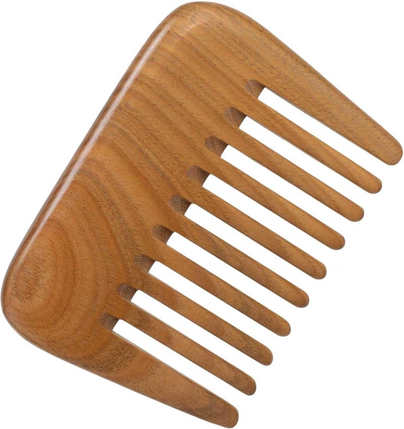 Tazweeq Wide Tooth Hair Comb,Natural Mini Wood Comb for Curly Hair,No Static Sandalwood Hair Pick Wooden Comb for Detangling - Image 1