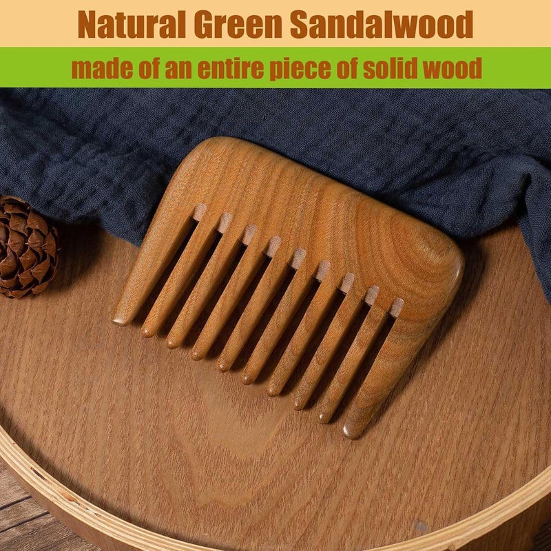 Tazweeq Wide Tooth Hair Comb,Natural Mini Wood Comb for Curly Hair,No Static Sandalwood Hair Pick Wooden Comb for Detangling - Image 5