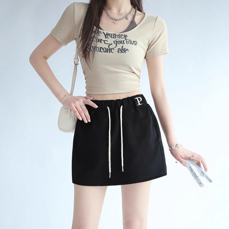 Women's Casual A-Line Mini Skirt with Pockets - Image 3