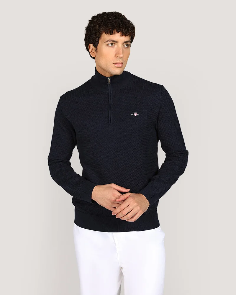 GANT Textured Cotton Half Zip Sweater