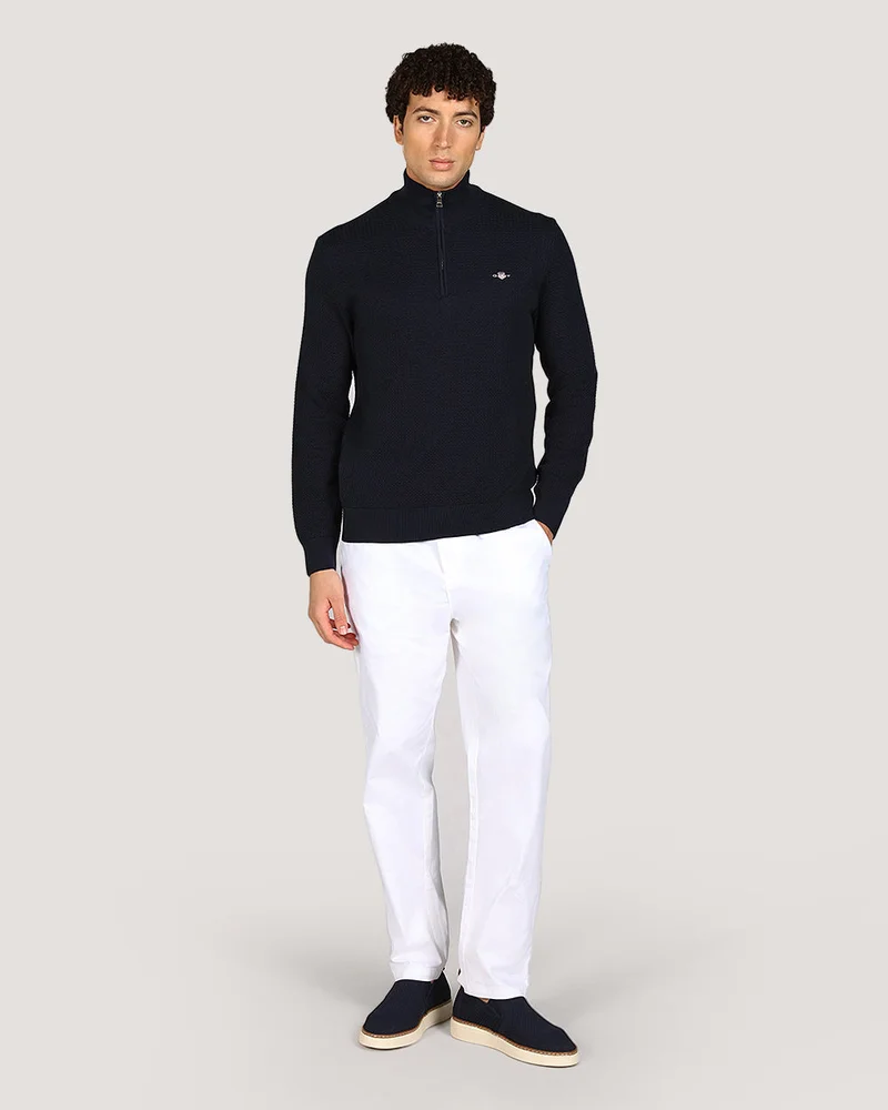 GANT Textured Cotton Half Zip Sweater