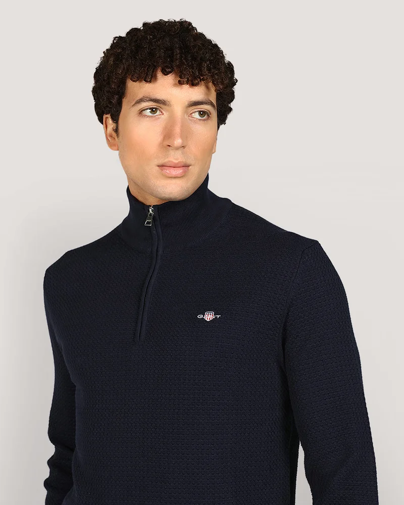 GANT  Textured Cotton Half Zip Sweater for Men | Best Price UAE
