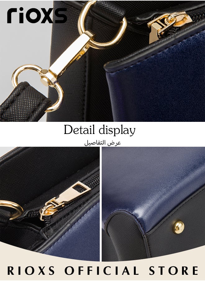 RIOXS 4 pcs Women Fashion Bags Large Capacity Satchel Purses and Handbags for Women Colour Clash Shoulder Tote Bags and Wallets  - Image 5