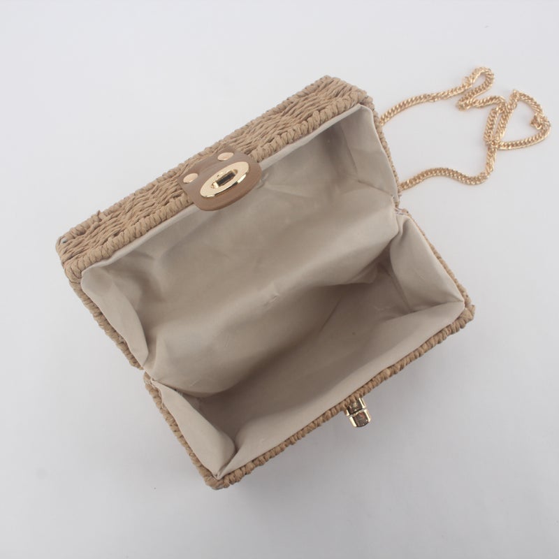 Fashion Square Box Straw Crossbody Bag for Women - Image 3