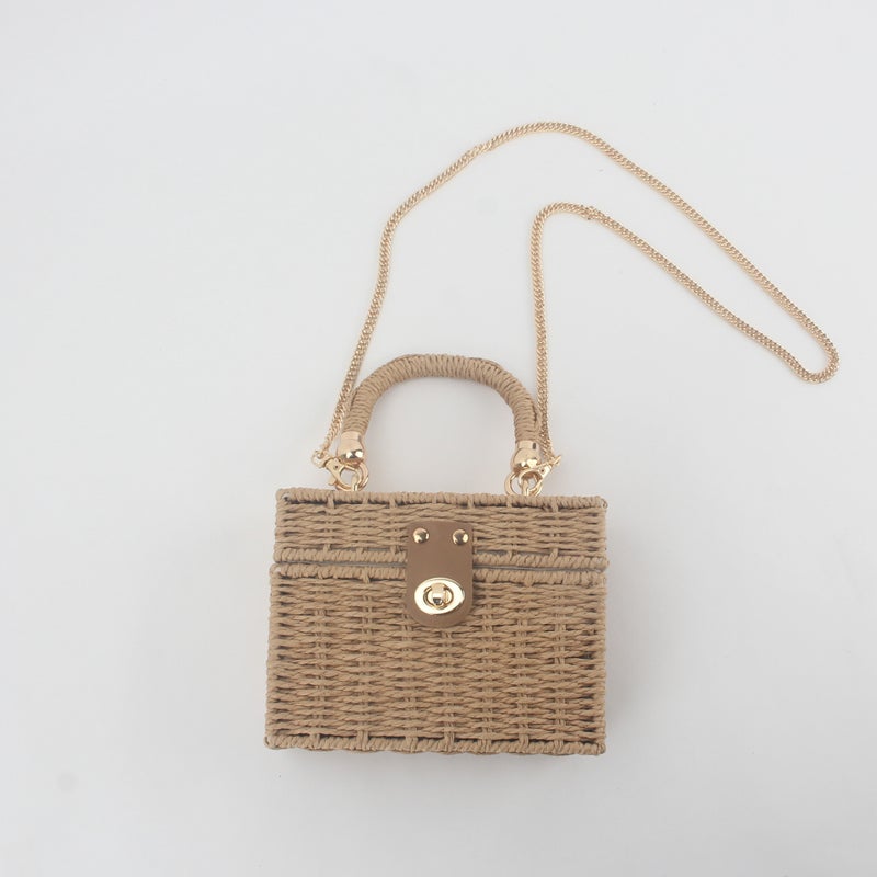 Fashion Square Box Straw Crossbody Bag for Women - Image 4