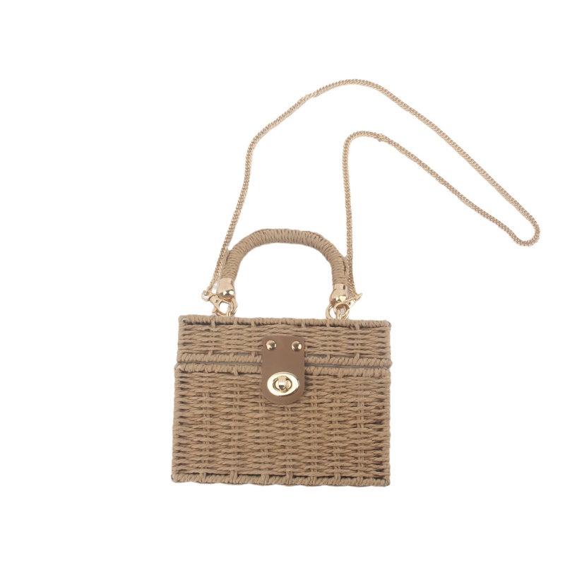 Fashion Square Box Straw Crossbody Bag for Women - Image 5
