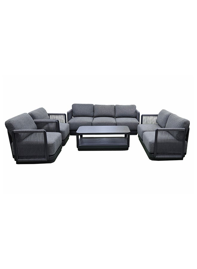 Oasis Aluminium 7 Seater Grey Color Sofa With Thick Cushions - Image 1