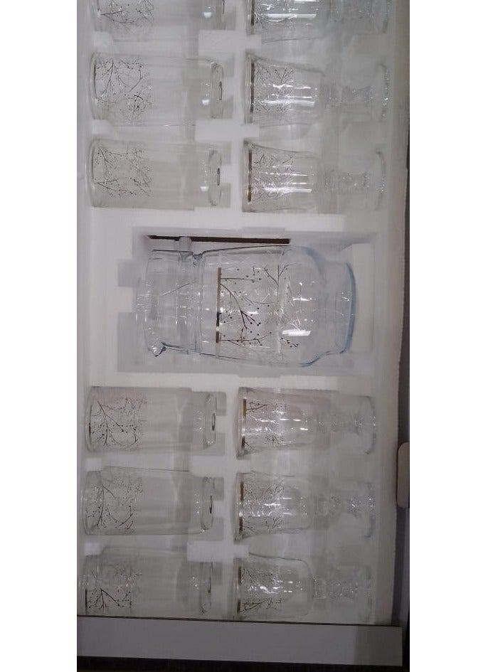 Undefined 51 Piece Crystal Glass Cup Set Silver Embroidery - Image 1