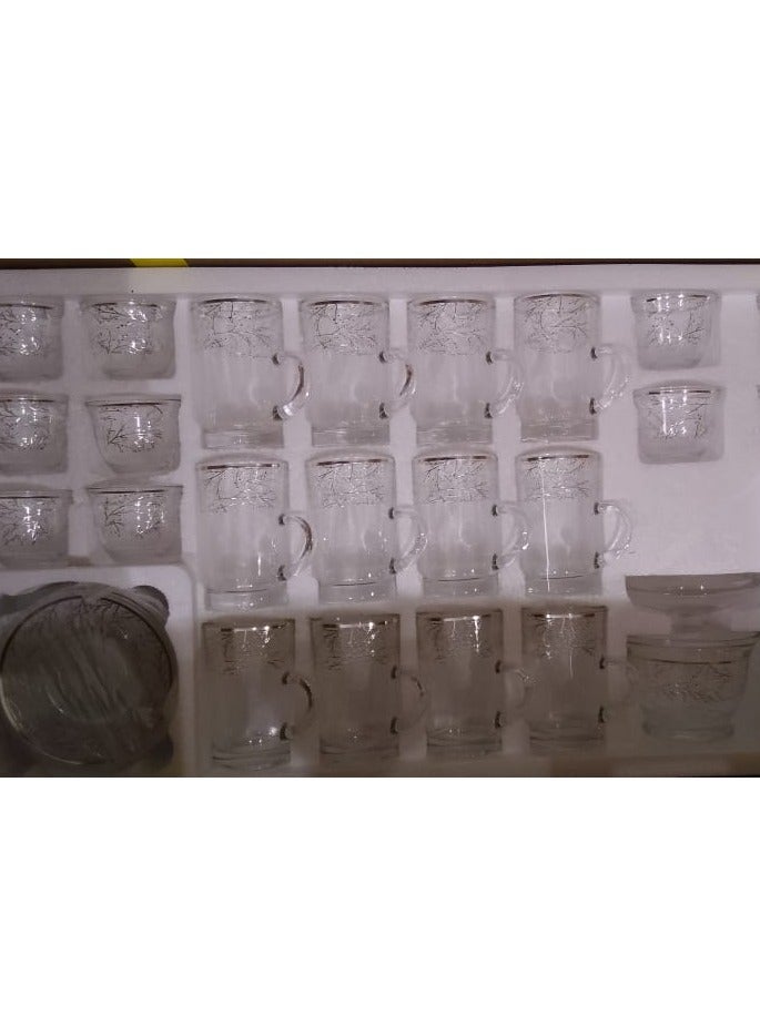 Undefined 51 Piece Crystal Glass Cup Set Silver Embroidery - Image 2