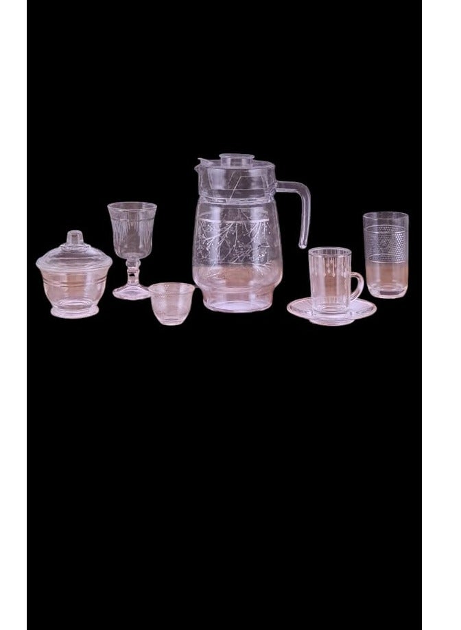 Undefined 51 Piece Crystal Glass Cup Set Silver Embroidery - Image 3