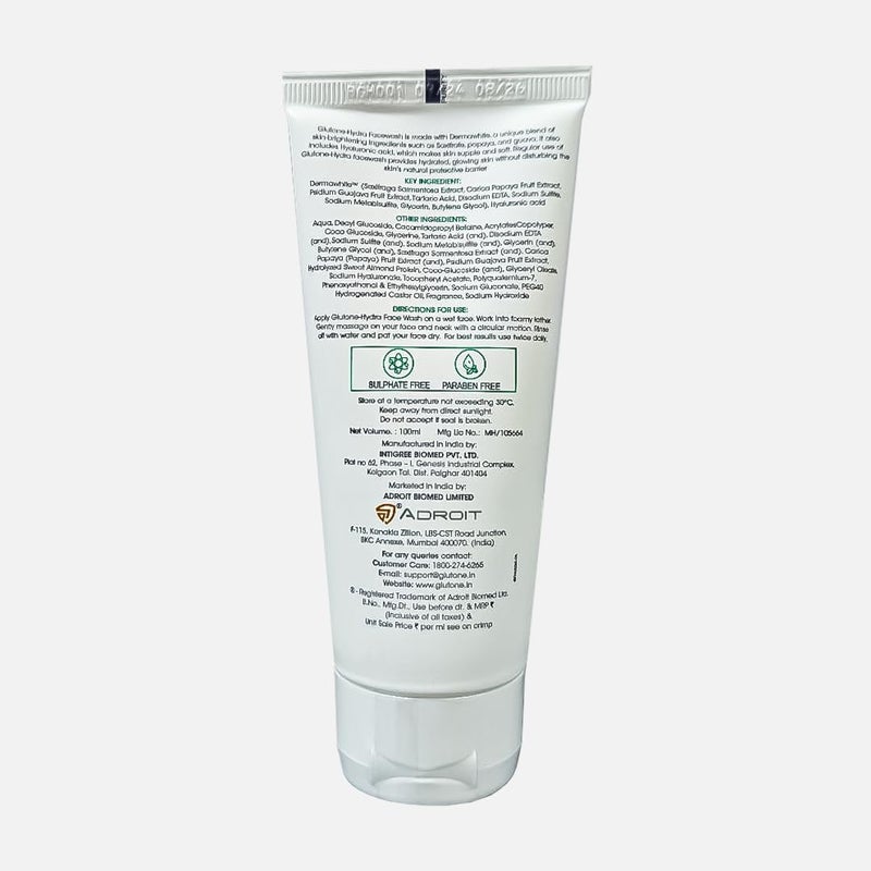 GlutoneHydra Face Wash 1 Hyaluronic Acid Dermawhite Hydrating Brightening Cleanser For Dry Skin 100ml - Image 2