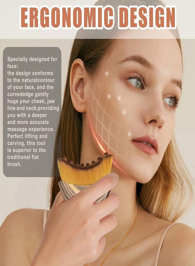 NEXORA Facial Massage Brush for Jawline and Cheek Contouring | Curved Acrylic Handle Design | Soft Bristle Manual Face Massage Tool - Image 4