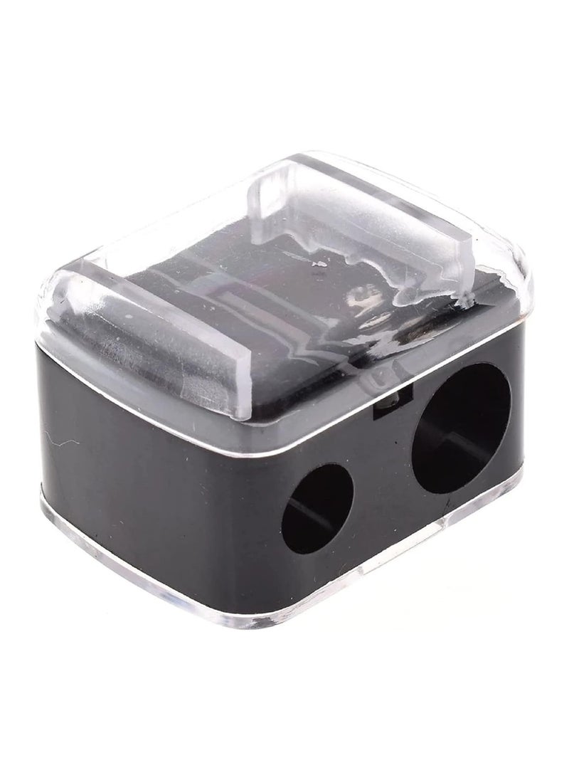Goolsky 2Pcs Makeup Pencil Sharpener Double Hole Precision Lipstick Eyebrow Pencil Lip Liner Eyeliner Sharpener Gift School Supplies  - Image 1