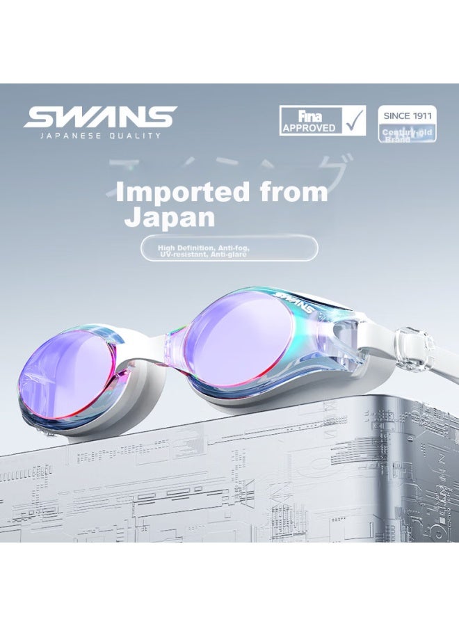 Swans Swimming Goggles With Coating, Imported From Japan, Waterproof, Anti-fog, High-definition, Large Frame For Men And Women, Professional Diving Goggles, White - Image 1