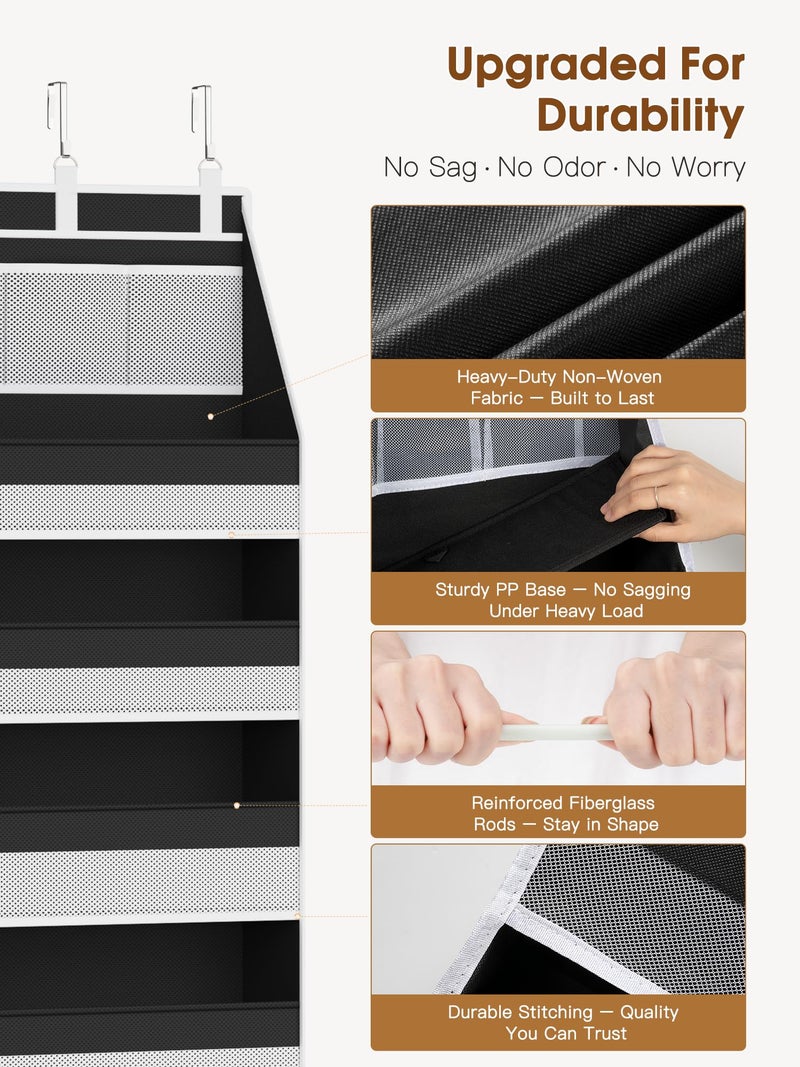 Criusia Over the Door Organizer, Heavy-Duty 6-Shelf Hanging Storage with 13 Mesh Pockets, 55lbs Capacity Behind the Door Storage for Nursery, Bathroom, Bedroom, and Dorm, Black - Image 3