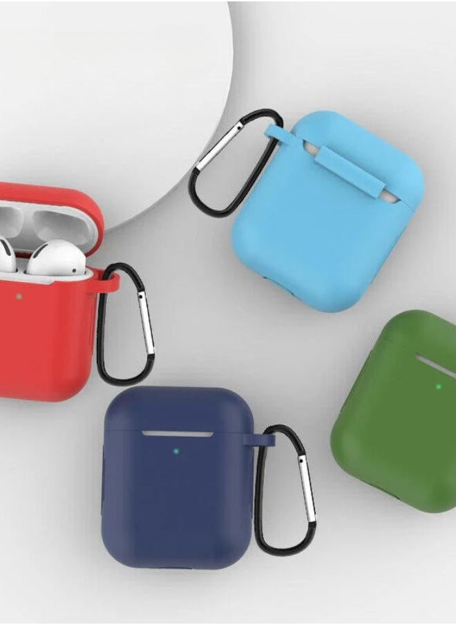 LEEKA - AirPods Silicone Case with Metal Clip - Shockproof, Anti-Slip, Dust-Resistant Protective Cover with Keychain Hook for Secure Fit - Scratchproof, Durable Shell for AirPods 1st/2nd Generation Black - Image 1