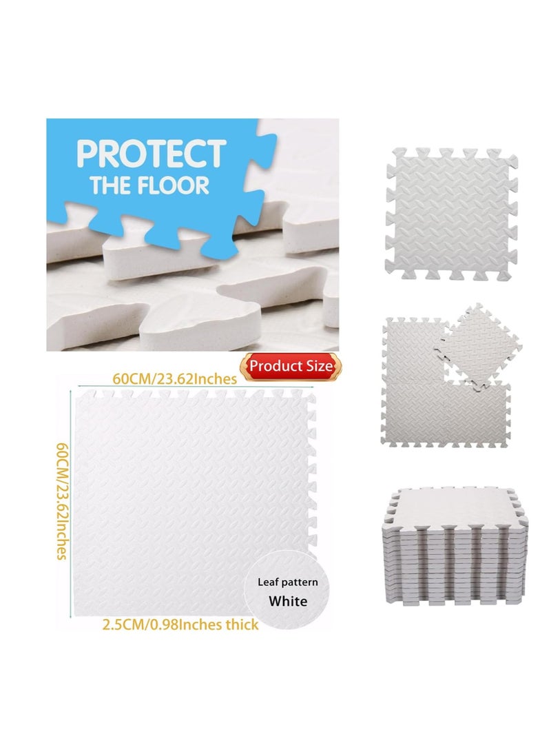 6 Tiles (60x60x2.5cm Each Tile) Foam Floor Tiles, Baby Crawling Mat & Home Gym Yoga Mat, Soft Non-Toxic Thick Interlocking Square Puzzle Play Mats for Toddlers, Kids Fitness Exercise, Playpen Carpet for Crawling（White） - Image 2
