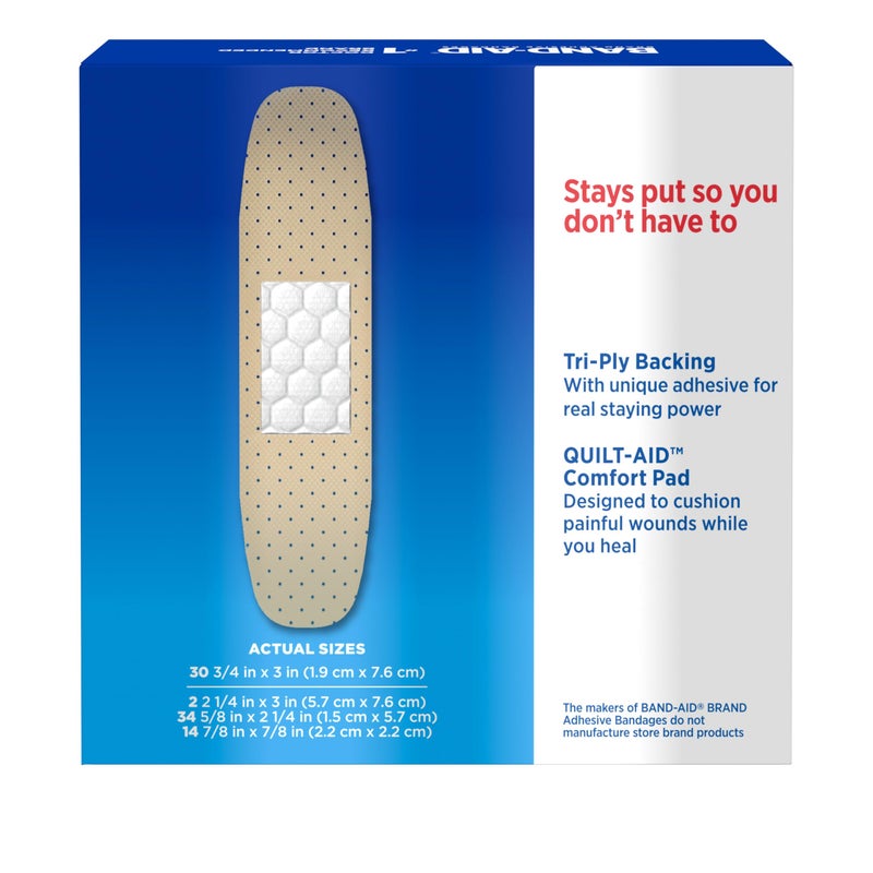 Band-Aid لصقات باند-أيد ماركة ترو-ستاي الشفافة اللاصقة المعقمة للإسعافات الأولية وحماية الجروح، مغلفة بشكل فردي لعلاج الجروح للقطع والخدوش الطفيفة، بأحجام متنوعة، 80 قطعة - Image 3