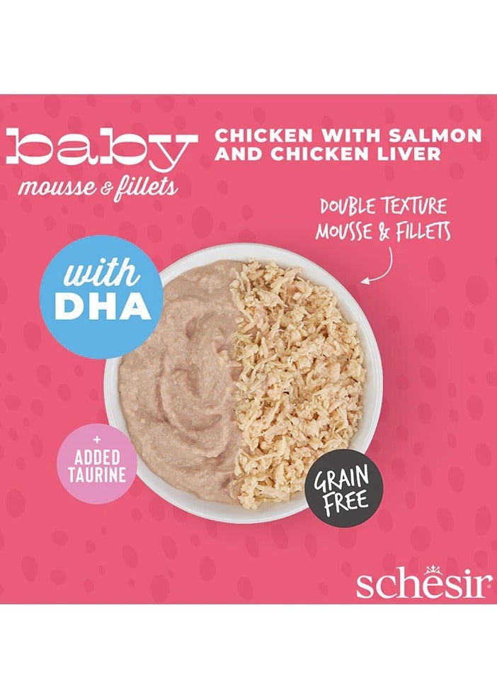 Schesir Pack of 3PC Baby Chicken With Salmon and Chicken Liver Mousse Cat Wet Food Package (3 x 55 g) - Image 5