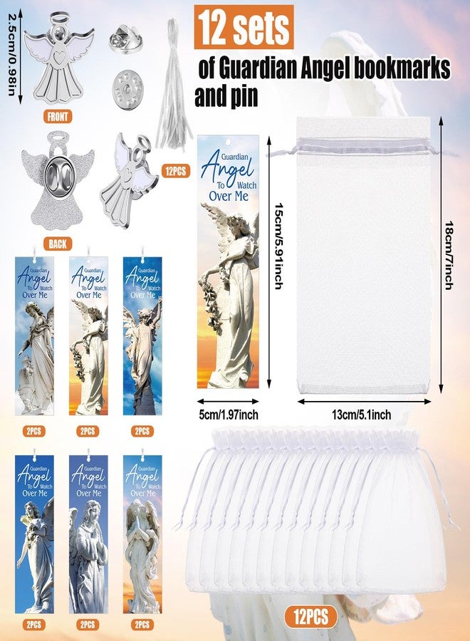Supervitae 24 Pcs/ 12 Sets Guardian Angel Pin Religious Bookmark Gift Bulk, Include 12 Christian Psalm 91: 11 Bookmarks 12 Guardian Angel Pin for Adult Church Party Favors - Image 3