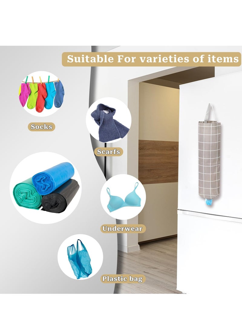 KASTWAVE Plastic Bag Holder Organizer Plastic Bag Organizer and Dispenser Washable Large Grocery Bag Organizer Reusable Shopping Bag Trash Bag Dispenser for Kitchen Travelling Supplies, 2 pce - Image 4
