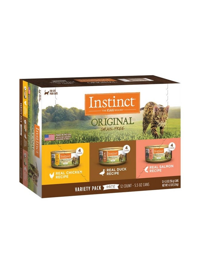 غريزة - مجموعة متنوعة من الأطعمة المعلبة الطبيعية الرطبة للقطط من شركة Instinct Original Grain Free Recipe من Nature's Variety، 5.5 أونصة (عبوة من 12 علبة) - Image 1