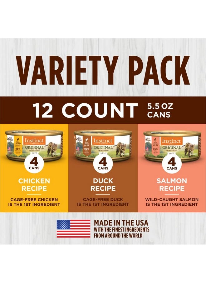 غريزة - مجموعة متنوعة من الأطعمة المعلبة الطبيعية الرطبة للقطط من شركة Instinct Original Grain Free Recipe من Nature's Variety، 5.5 أونصة (عبوة من 12 علبة) - Image 1