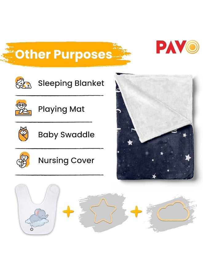 Pavo Baby Monthly Milestone Blanket for Boy Girl - Sleeping Elephant Twinkle Little Star - Elephant Baby Stuff - Premium Shower Gifts for Newborn Essential - 60"x40" - Image 4