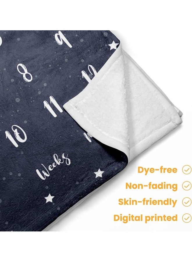 Pavo Baby Monthly Milestone Blanket for Boy Girl - Sleeping Elephant Twinkle Little Star - Elephant Baby Stuff - Premium Shower Gifts for Newborn Essential - 60"x40" - Image 2