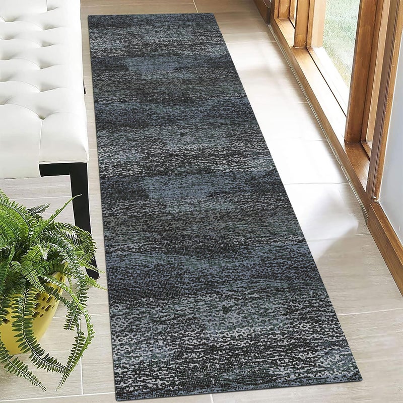 RUGSURE Washable Area Rug - 1/6 Thick - Stain & Water Resistant Non-Slip - Resistant Rug for Living Room, Bedroom, Nursery, Pet & Child Friendly, Vintage Charm Area Rugs (Darkgrey+Bule, 2'6'' x 8') - Image 1