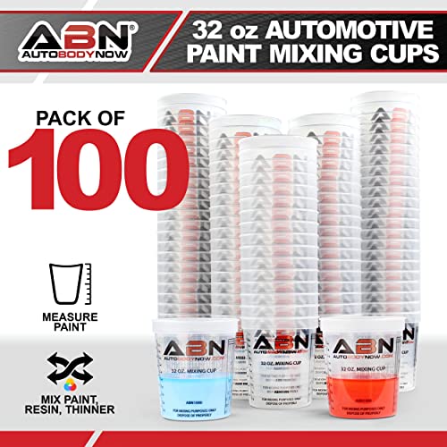 ABN 32oz Automotive Paint Mixing Cups 100pk - 1QT Plastic Measuring Mixing Cups for Epoxy Resin, Activator, or Thinner - Image 5