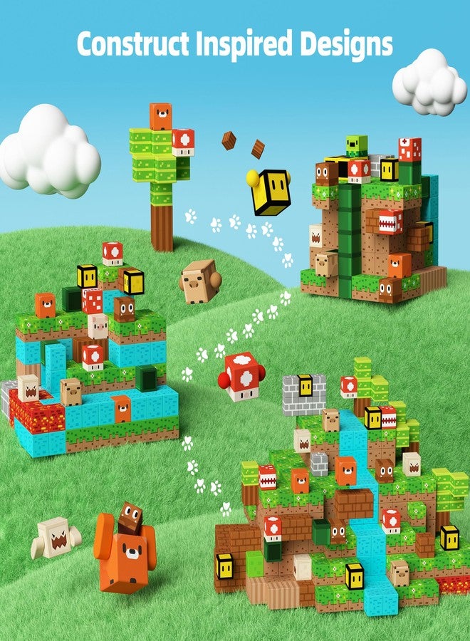 GobiDex 100PCS Magnetic Building Blocks Game-Based Build Magwonder Cave World with Magnet Construction Toys STEM Sensory Gift for Boys Girls Birthday (1 inch) - Image 2
