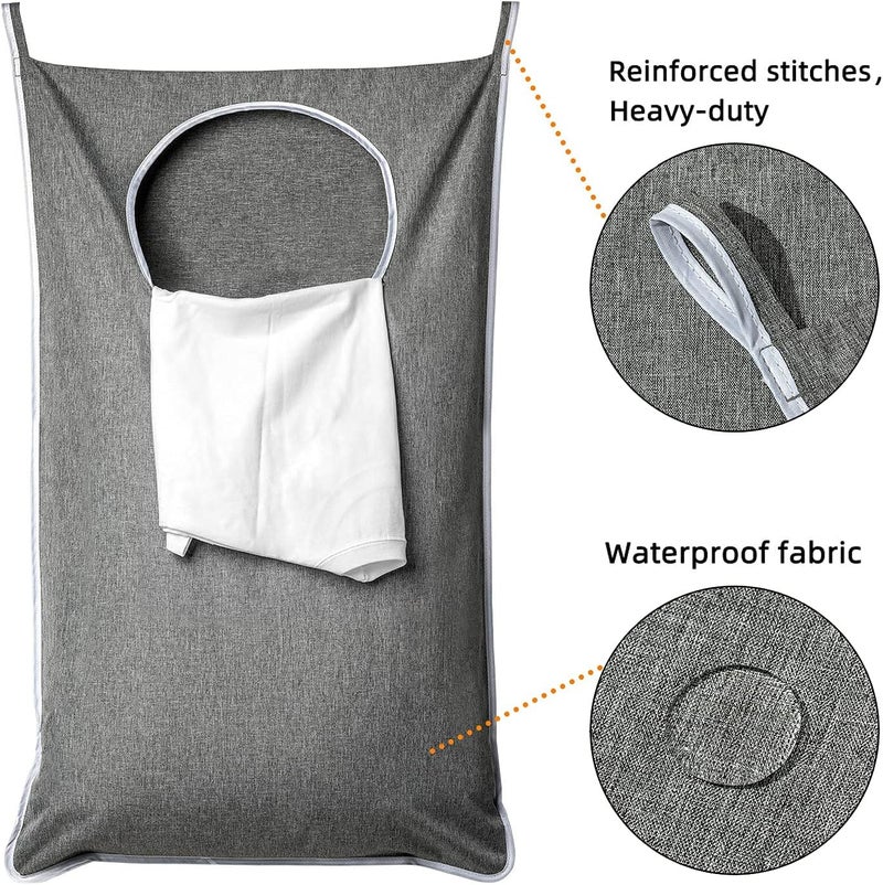 ANSTROUT XL Hanging Laundry Hamper, Extra Large Tear-resistance Door Hamper with 2 Types Hooks for Dirty Clothes, Save Bathroom Space Hanging Laundry Bag (36.5x 22 Inch,Grey) - Image 5