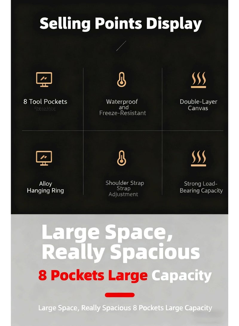 شنطة الأدوات - متعددة الوظائف عالية الدقة مع قاعدة من قماش الأكسفورد، منظم كهربائي من القماش القوي الحامل والمقاوم للتآكل للرجال - Image 3