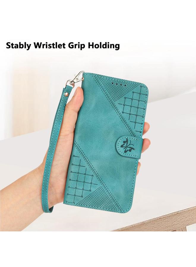 erorex Case For Tecno Camon 40 4G Grid Butterfly Embossed Pattern Leather Phone Case with Lanyard - Image 5