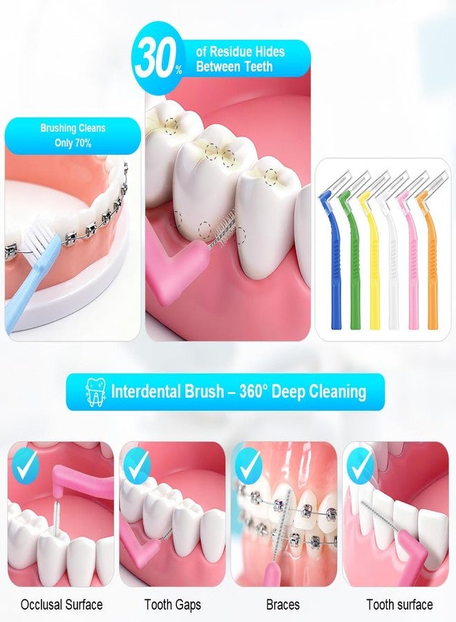 AOOSA 60pcs Interdental Brushes, 6 Sizes Braces Brush Kit, Soft Bristled Dental Picks for Teeth Cleaning, Non-Slip Flossers for Braces with Angled Head, Suitable for Teeth Gaps Cleaning, Oral Care - Image 5