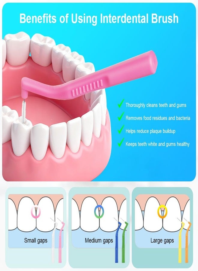 AOOSA 60pcs Interdental Brushes, 6 Sizes Braces Brush Kit, Soft Bristled Dental Picks for Teeth Cleaning, Non-Slip Flossers for Braces with Angled Head, Suitable for Teeth Gaps Cleaning, Oral Care - Image 4